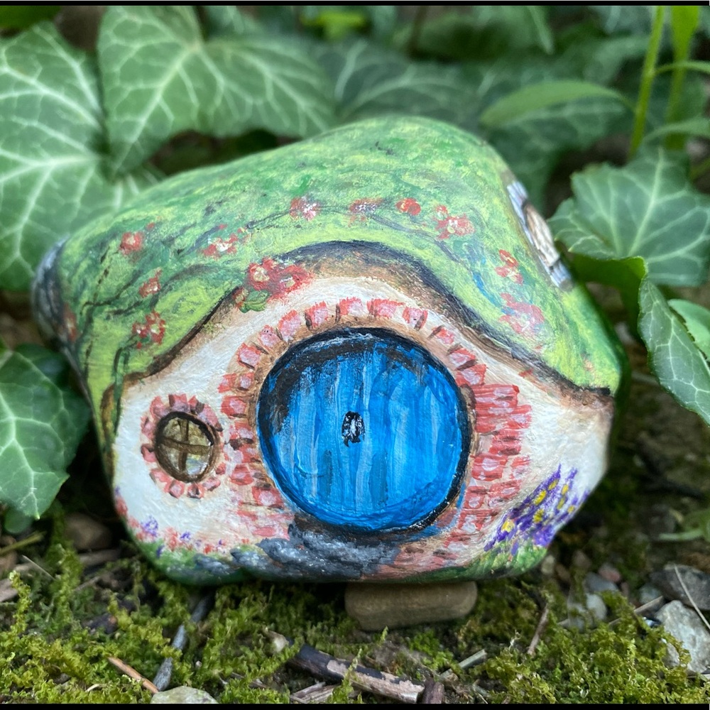 Hobbit house painted rock art
